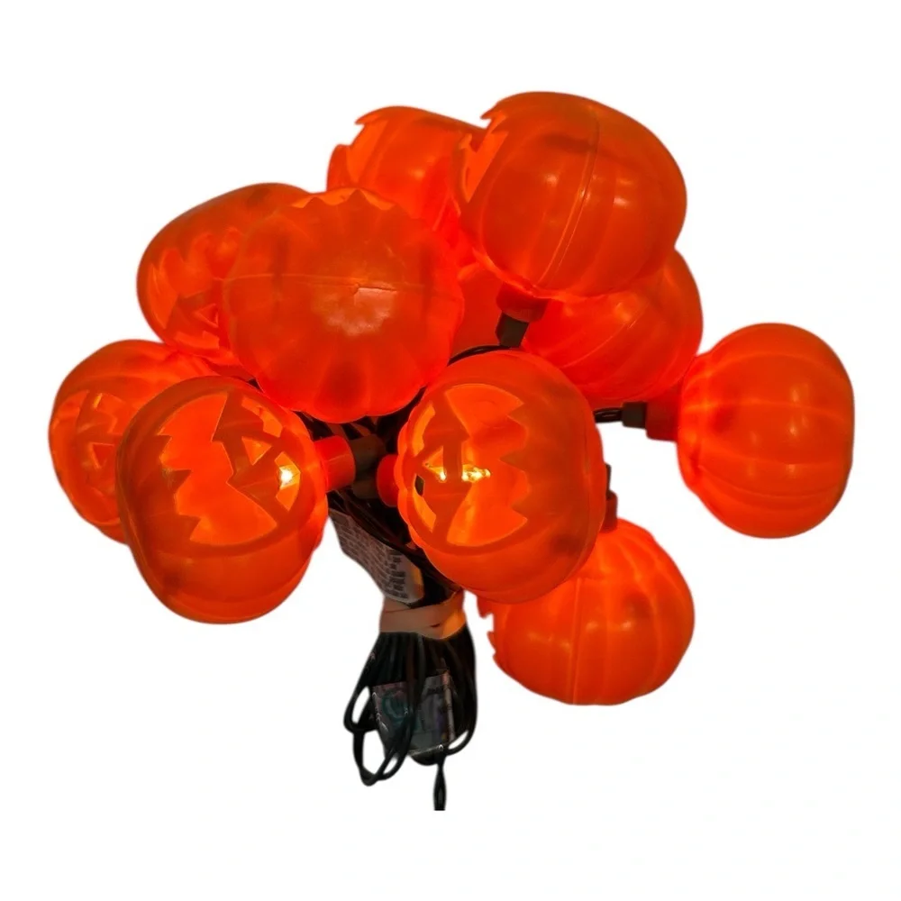 Vintage Halloween String Lights Jack O Lantern Pumpkin 10 Ct Christmas Working